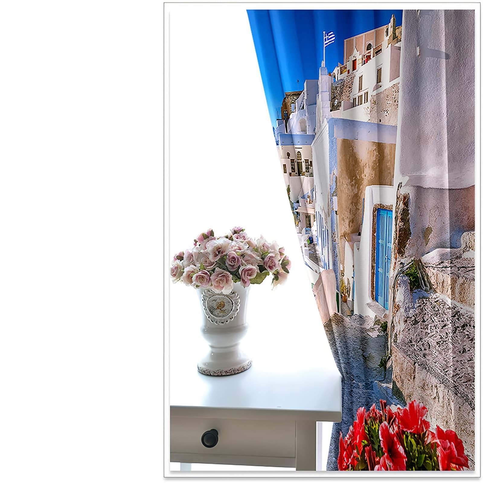 Gardinen Modern Wohnzimmer, 137x244cm Bunt Blumen am Meer Kälteschutz Verdunklungsvorhänge Ösen Thermal Curtains Blackout Vorhang