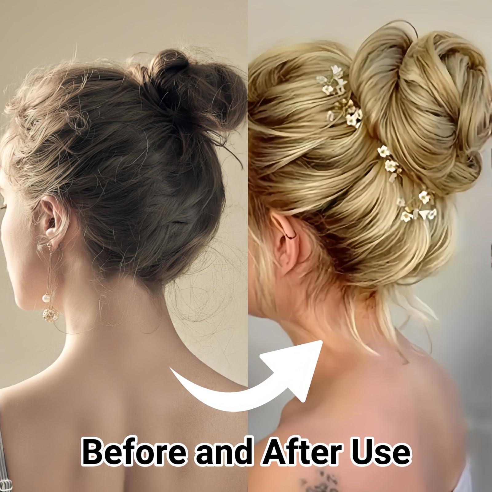 Blonde Synthetic Hair Piece with Claw Clip for Messy Bun Tousled Updo Ponytail Extensions for Women (#Blonde) - Image 2