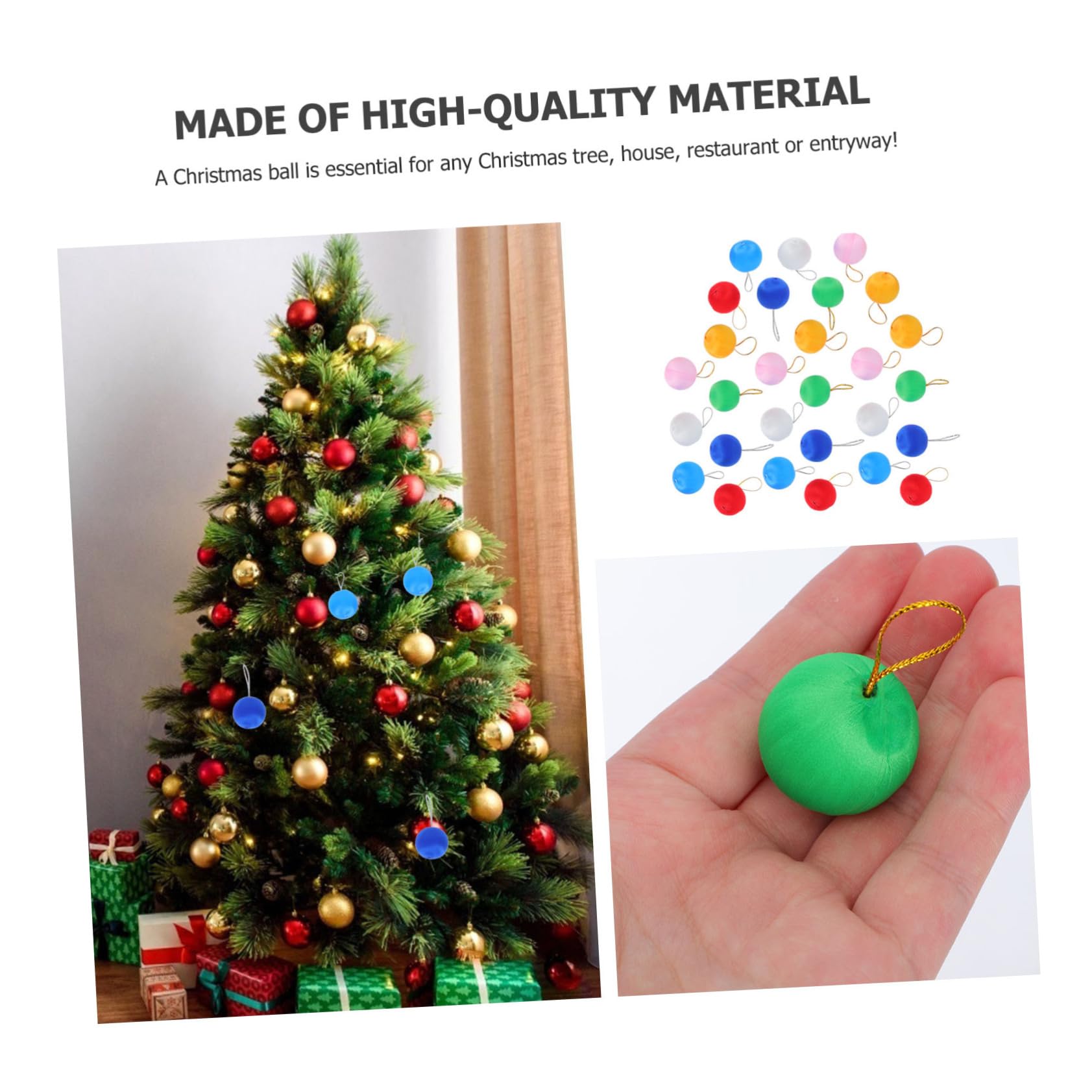 TOPBATHY 7 Ensembles Boules De Noel Lumières Féériques Décorations Perles Boules en Soie Filée Suspendues À l'arbre De Noël Boule De Noël Rideaux Lumineux Colorful Mousse 60pcs * 7