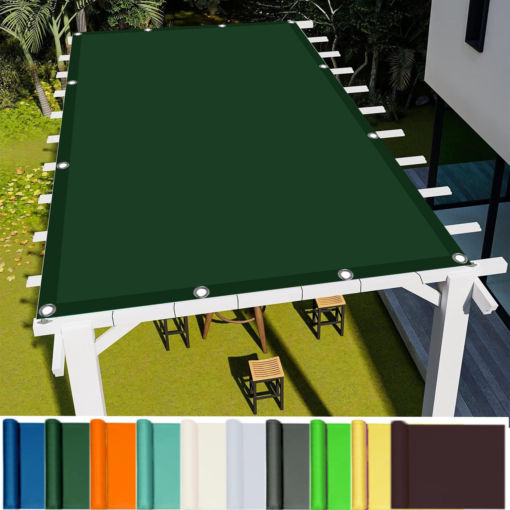 WQPMNYG Garden Awning Canopy 1.2 x 3.2m UV Resistant Sunshade Net for Patio Yard Lawn Easy Installation and Dark Green Color Outdoor Shade Solution