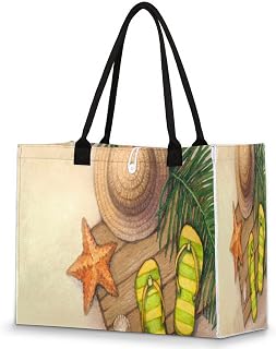 Bolsa feminina - sacolas de compras de supermercado reutilizáveis com alças praia oceano estrela do mar grande bolsa de praia bolsas de trabalho bolsa de ombro bolsas de mão resistentes para compras, praia, trabalho, Multi