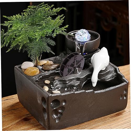 Miniatura 6 de GANAZONO 2 piezas Mini fuente de rueda de agua, accesorios de decoración para peceras, jardines y cuencos de loto, diseño de plástico para atmósfera