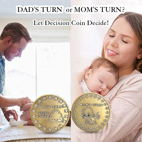 Miniatura 4 de Nueva moneda de decisión para padres, regalos divertidos de embarazo para madres primerizas, papás, regalos lindos para padres nuevos, regalo para