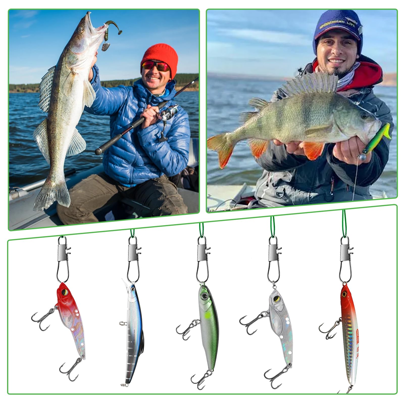 Lot de 100 Bas de Ligne Acier Brochet 10-30cm Inoxydable avec émerillon et Mousqueton pour Eau Salée et Douce
