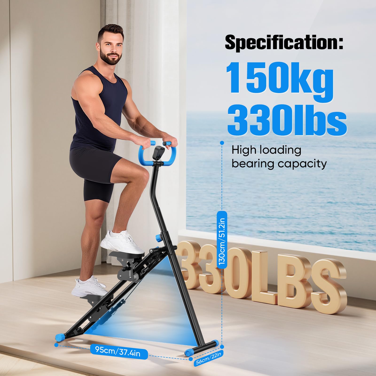 2026 Stair Stepper Pro,Stairmaster für Zuhause,Folding Cardio Vertical Climber Maschine Treppenmeister mit Verstellbare Lenker für Home Büro Fitnessgerät,Maximale Tragfähigkeit 150 kg