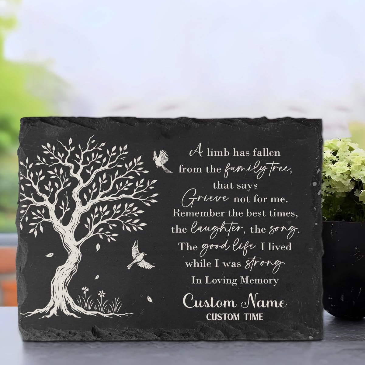 Personalized Memorial Slate Stone - A Limb Has Fallen Sympathy Garden Stone Loss of Dad Mom Remembrance Rectangle Stepping Plaque Son Brother Memory