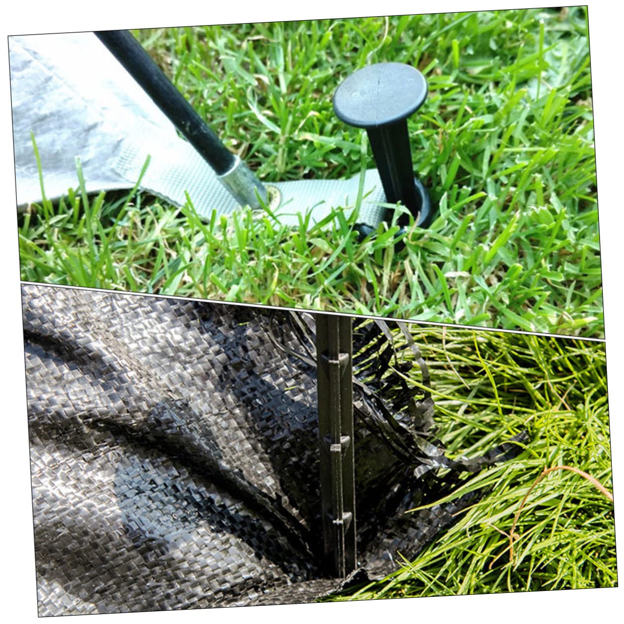 Piquets de Jardin en Plastique Noirs 120 Pièces PP pour Fixation