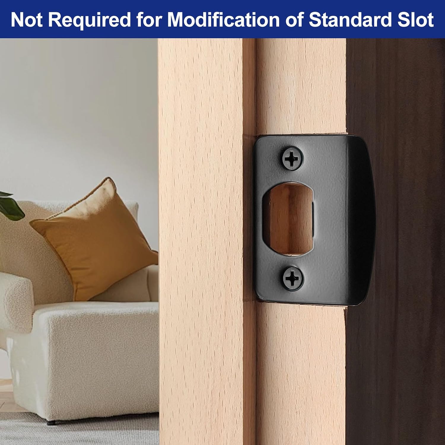 Black Door Strike Plate 2-1/4 x 1-3/4, Standard Size, 4 Pack