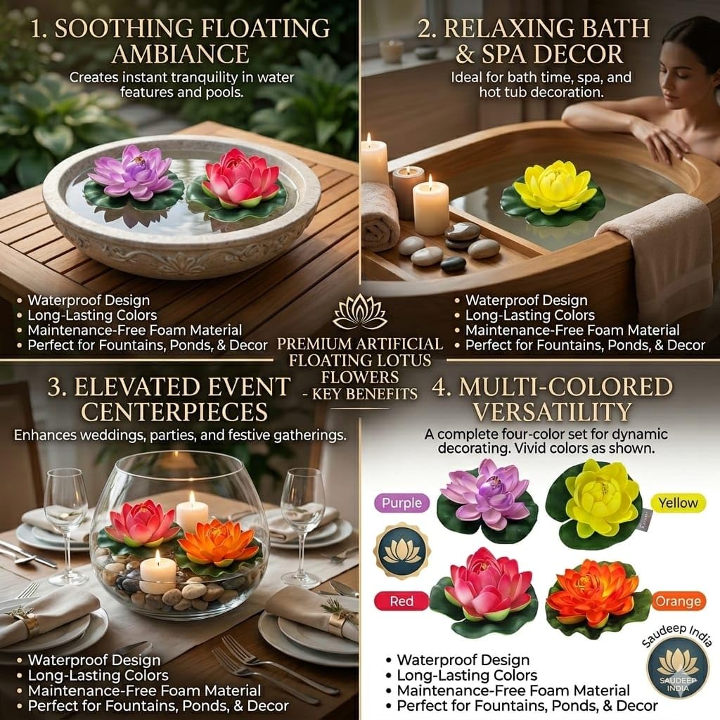 Floating Lotus Flowers - Home & Water Decor -3 Floating Lotus Flowers - Home & Water Decor -3