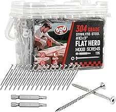 #10x3 Inch 304 Stainless Steel Deck Screws 500 PCS - Corrosion-Resistant Outdoor Wood Fasteners for Fences, Decks, Wood Project - T25 Star Drive Bit