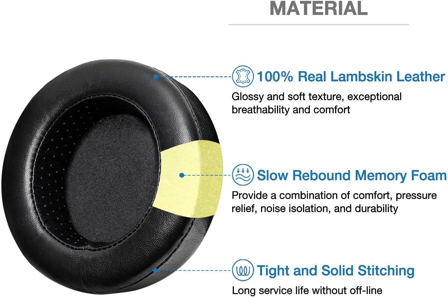 Sheepskin Premium Ear Pads Foam Cushion Compatible with Hifiman SUNDARA HE400 HE400SE 400I 400S HE560 560I HE500 300 350 HE3 5 6 HE-4XX Headphone (Ear Pads+ Mounting Ring)