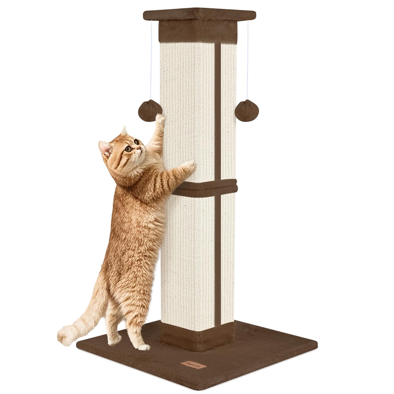 Photo 1 of Cat Scratching Post 33 inch for Indoor Cats, High Cat Scratch Post Brown, Cat Tree for Full-Body Stretching, Protect Your Furniture