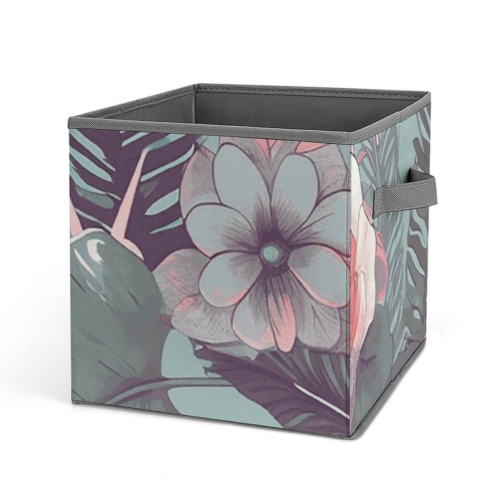BTCOWZRV Flamingo Cube Storage Bins - 11 Inch Heavy Duty Fabric Closet Bins for Shelves, Cube Organizer - Collapsible Storage Boxes with Handle Decorative Clothing Storage Baskets