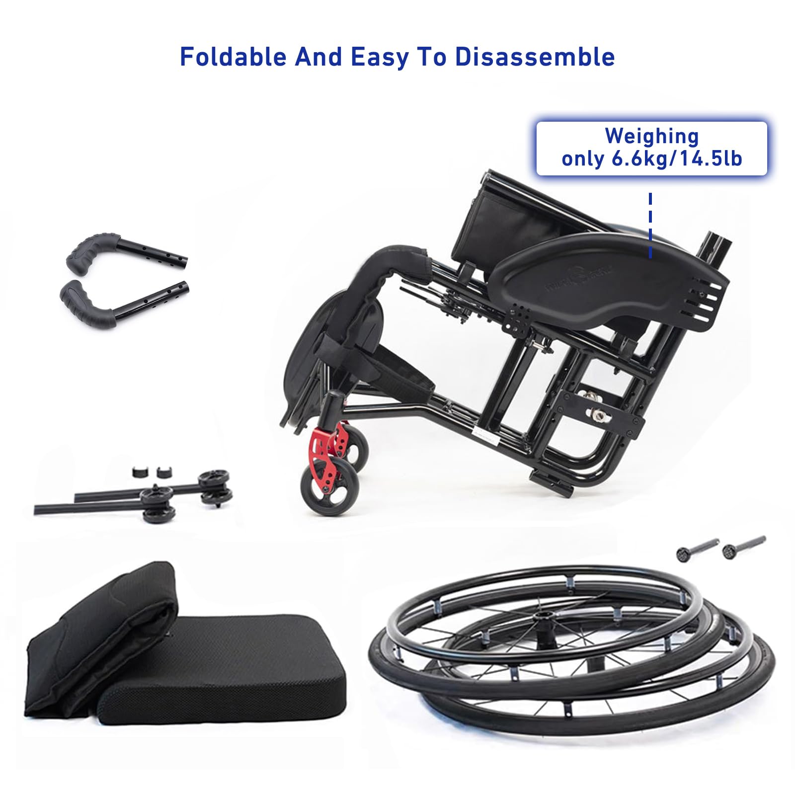 Silla De Ruedas Deportiva Ligera,silla De Ruedas Deportiva Ultraligera Plegable Todo Terreno,silla De Ruedas Manual Portátil De Aleación De Aluminio Autopropulsada,silla De Ruedas De Transporte Plegab