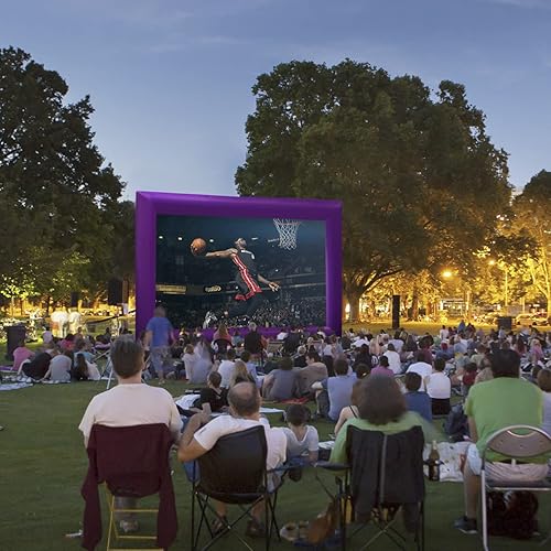 Miniatura 9 de Pantalla de proyector inflable de 20 pies para aire libre e interior, soplador de ver películas, amarres, estacas, bolsas de arena y bolsa de