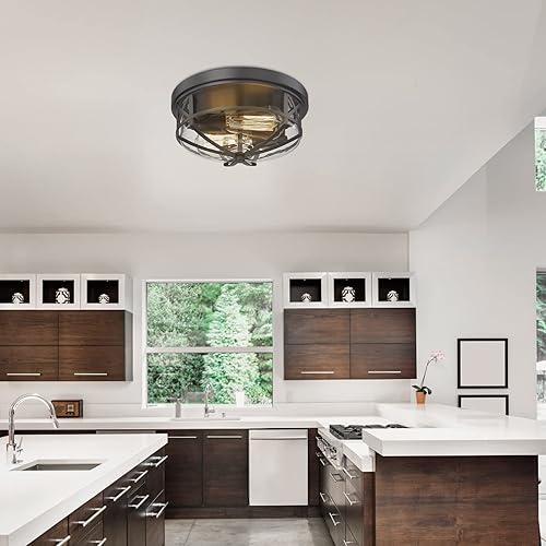 Miniatura 6 de Darkaway Lámparas de techo empotradas para montaje en techo con pantalla de vidrio transparente, lámpara de techo para interiores y exteriores para