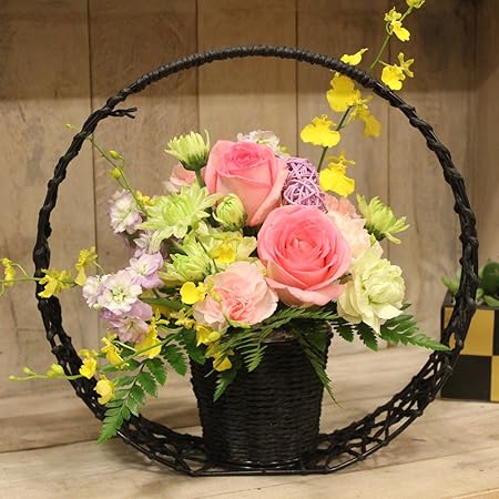 Amazon エルフルール フラワーギフト 和風アレンジメント 桃月 とうげつ 還暦 祝い 誕生日 プレゼント 生花 お彼岸 お見舞い 退職祝い 緑寿 古希 喜寿 傘寿 米寿 白寿 百寿 敬老の日 花 ギフト フラワーアレンジメント オンライン通販