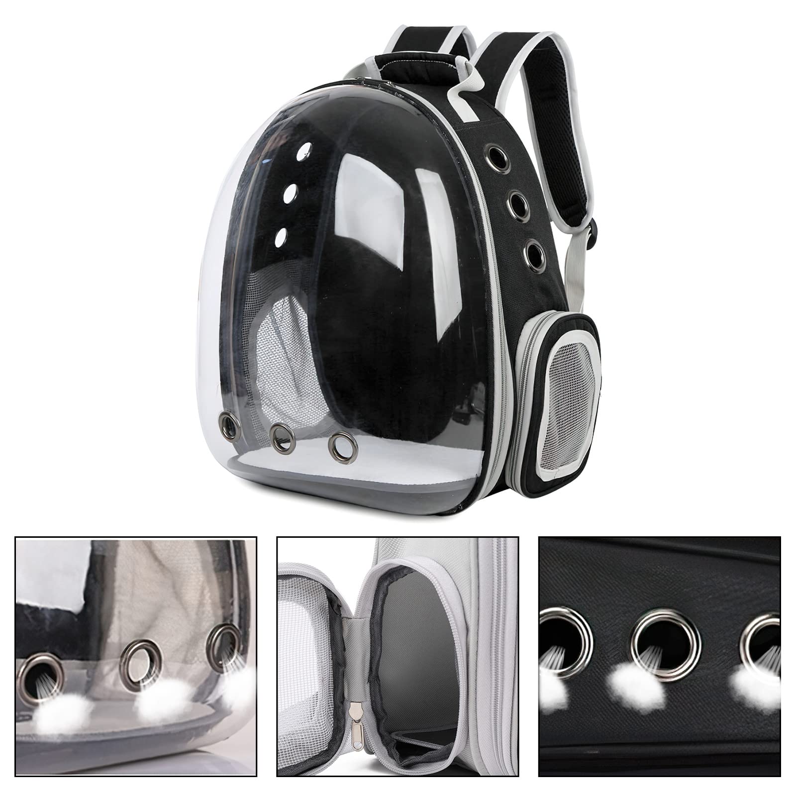 Galatée Zaino Per Gatti, Zaino Per Animali Domestici Trasparente Espandibile, Zaino Per Gatti Con Capsula Spaziale Ventilata, Zaino Portatile Per Cuccioli Per Campeggio Da Viaggio(Grigio)