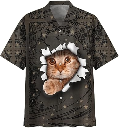 cat button down shirt