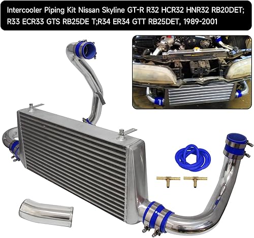 Miniatura 9 de Kit de intercooler para Nissan Skyline GT-R R32 HCR32 HNR32 RB20DET R33 ECR33 GTS RB25DET R34 ER34 GTT RB25DET, atornillado 1989-2001