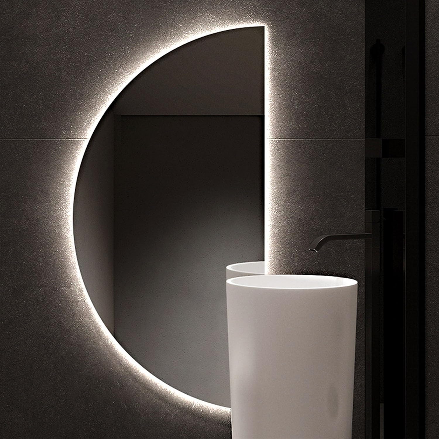 Miroir rétroéclairé demi-lune 100cm anti-buée tactile pour salle de bain