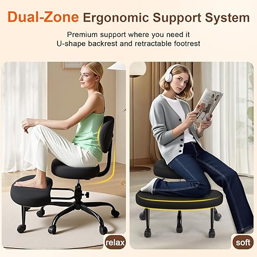 Miniatura 7 de Silla de oficina ejecutiva, silla de escritorio ergonómica y cómoda con reposabrazos y ruedas abatibles acolchados, piel sintética, resistente,