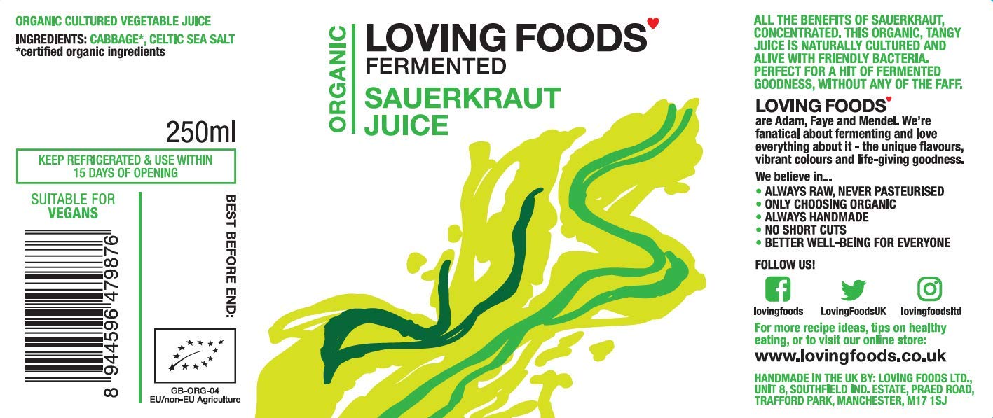 Loving Foods *Certified Organic* Classic Sauerkraut Juice (250ml) Raw