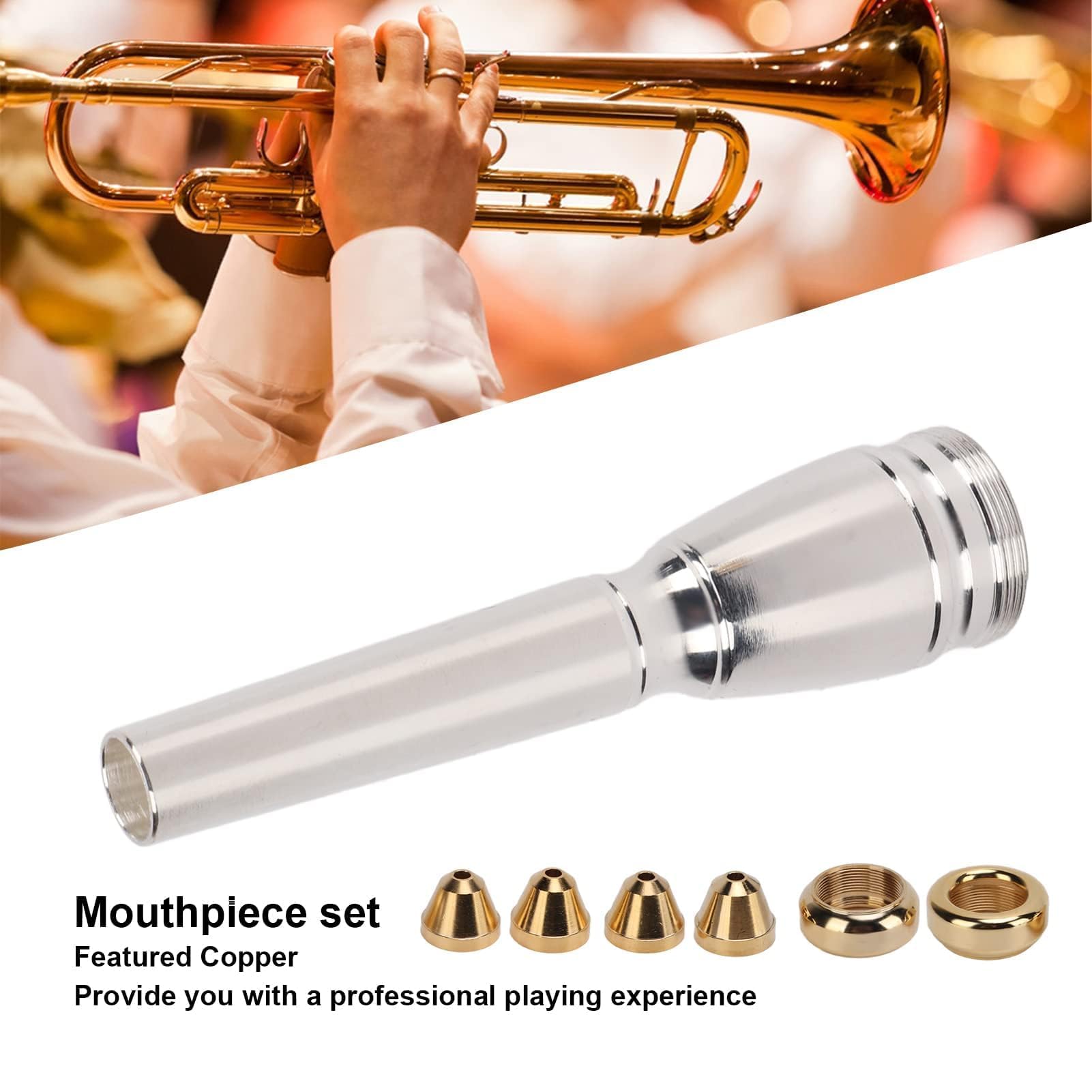 Set di Bocchini per Tromba in Metallo Lucido – Bocchini 3C, 3B, 2C, 2B per Tromba da Concerto e Jazz – Accessori per Strumenti Musicali Professionali – Adatti a Trombe Standar