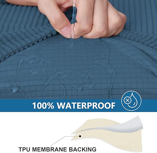 Miniatura 3 de hyha - Fundas de cojín impermeables para sofá, lavables, fundas elásticas de tela jacquard gruesa, fundas de sofá para mascotas con parte inferior