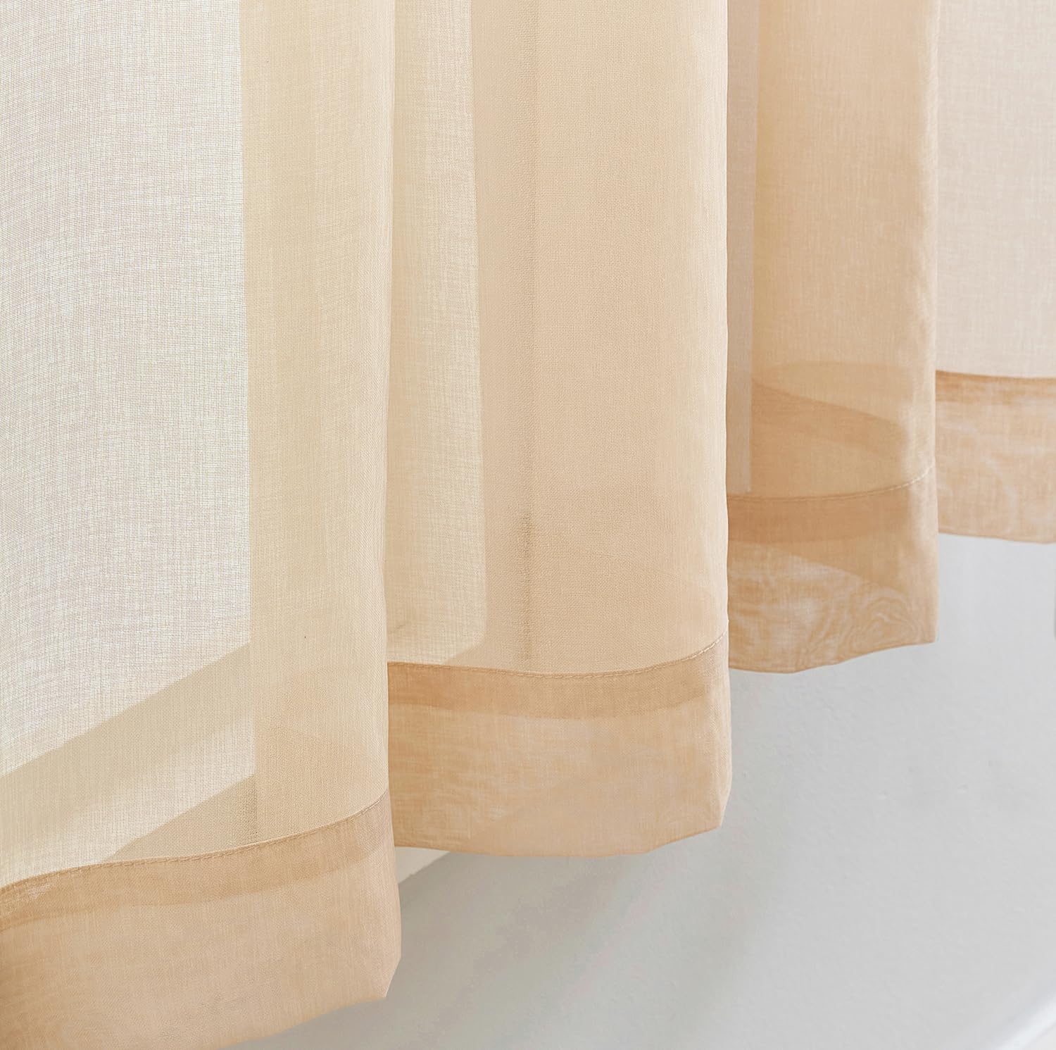 MYSTIC-HOME Sheer Curtains Taupe 45 Inch Length, Rod Pocket Voile Drapes Treatments Semi Crinkle Curtain Panels Set of 2 - Image 3