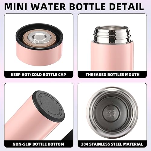 Miniatura 6 de Tioncy 6 botellas de agua de acero inoxidable de 16.9 onzas, botella de agua aislada, taza delgada, portátil, taza de viaje para bolso, bolsa de