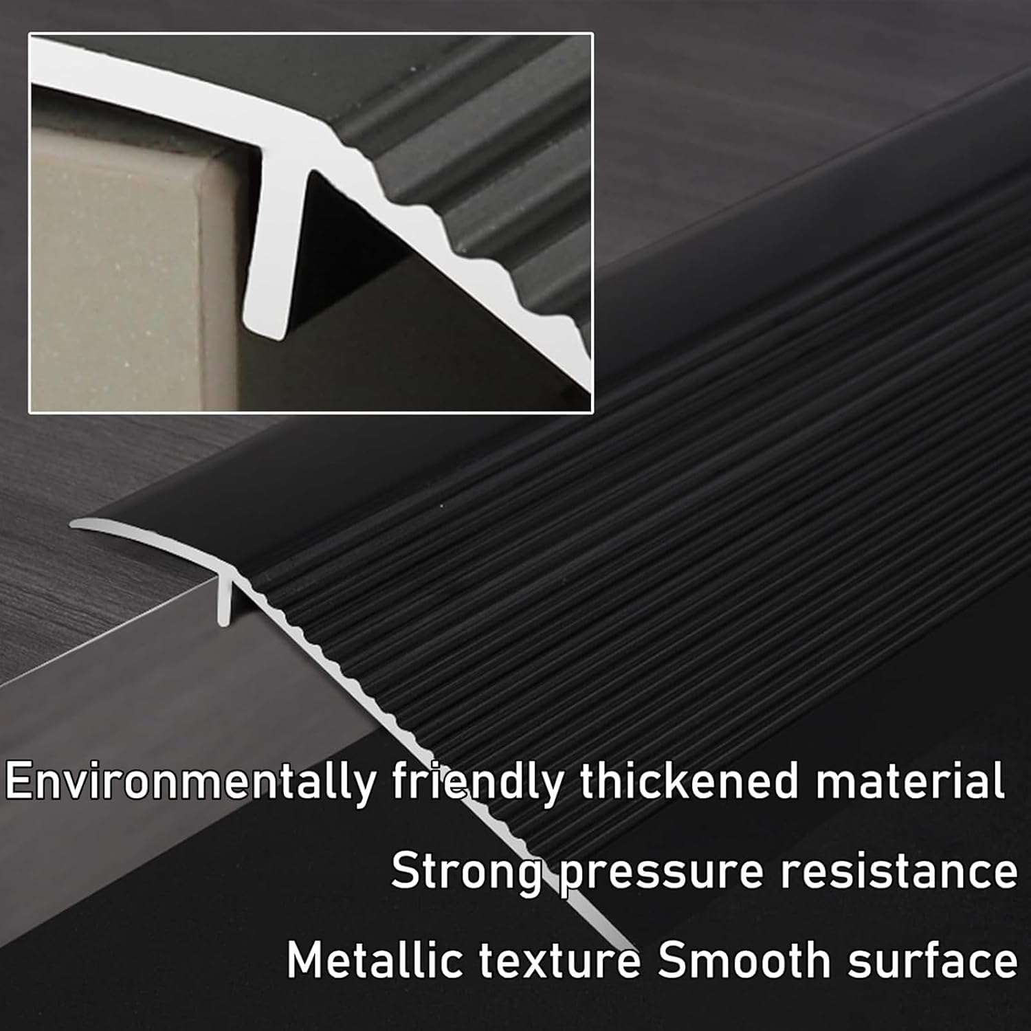 Aluminum Transition Strip, 4" Wide Threshold Strip, Floor Transition Strip, Self Adhesive Threshold Strip, Transition Bar Edge Decoration-Gray||Length 0.9m