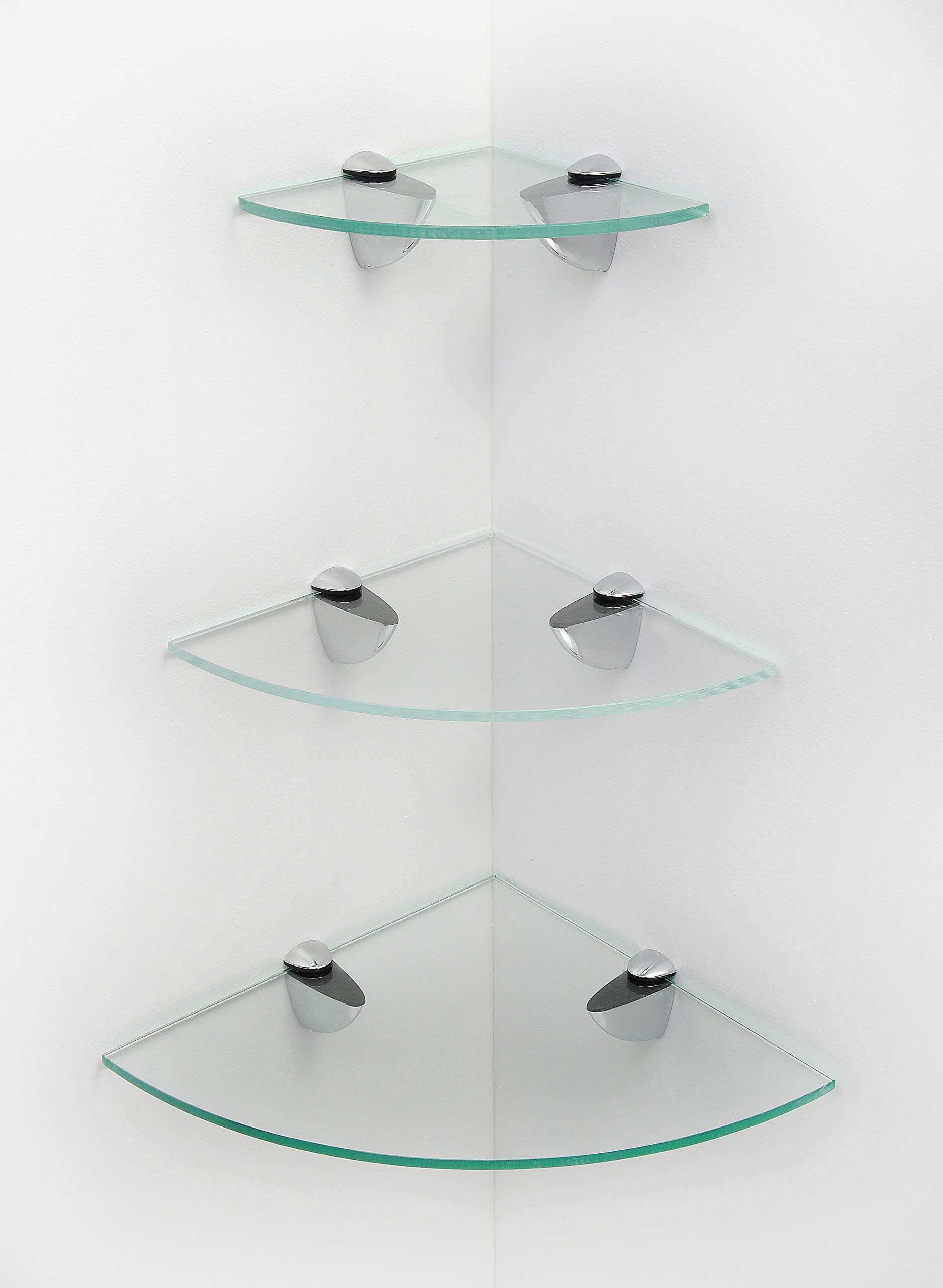 BSM Marketing Cascading Glass Corner Shelves In White Or Black (Clear