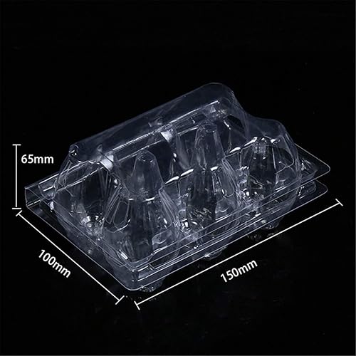 Miniatura 4 de Paquete de 25 cajas de plástico transparente para huevos, 6 rejillas, bandejas de huevos de plástico para almacenamiento en el refrigerador,