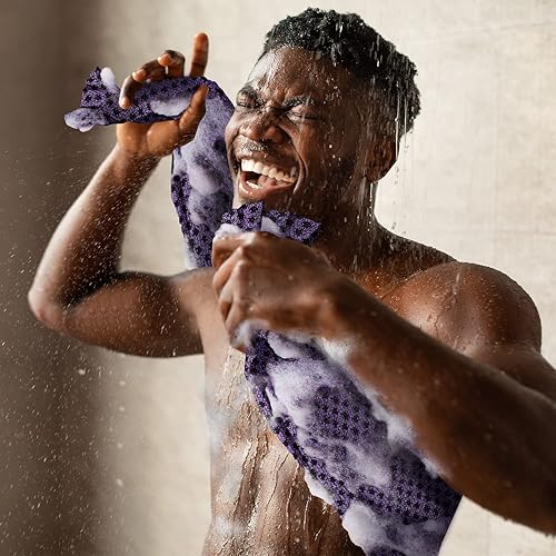 Miniatura 2 de myHomeBody Toalla exfoliante extra larga  Exfoliante corporal  Toalla exfoliante, paño japonés  Textura 3D Obsidiana y puntos de pasas, juego de 4