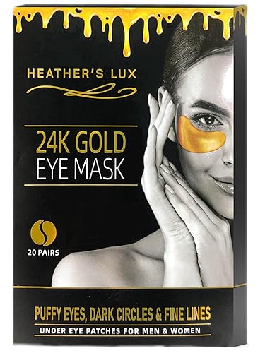 Heather's Lux Máscaras de ojos de oro de 24 quilates para debajo de los ojos, geles para ojeras, ojos hinchados, hinchazón, arrugas, líneas finas,