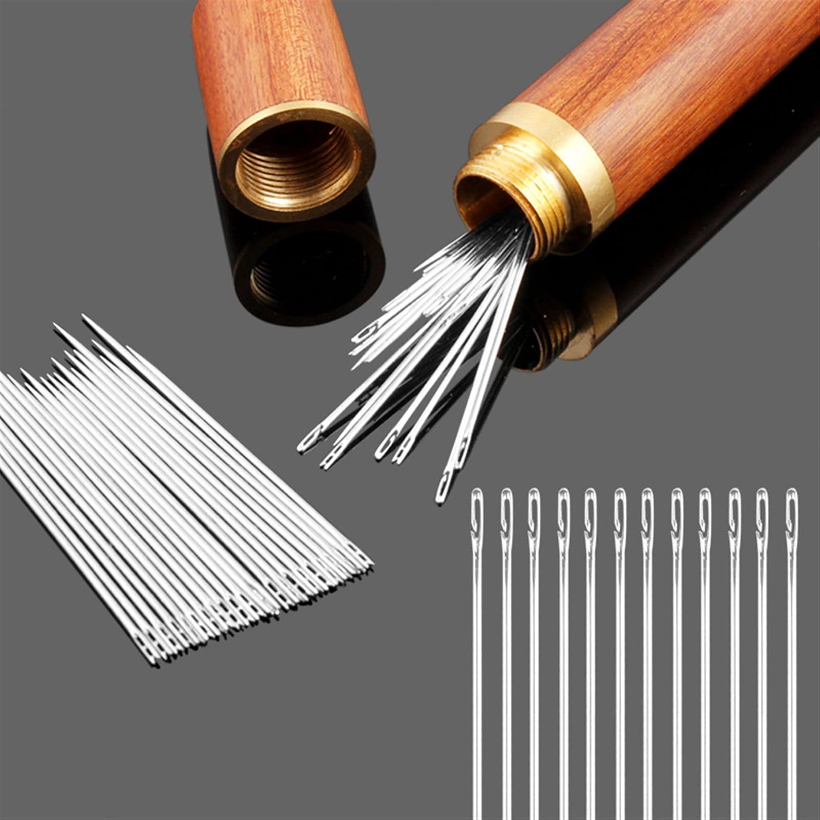 Juego de 12 agujas ciegas para ancianos con agujero lateral de aguja para coser a mano en el hogar de acero inoxidable costura sin necesidad de enhebrar ropa (color: 12 agujas plateadas)