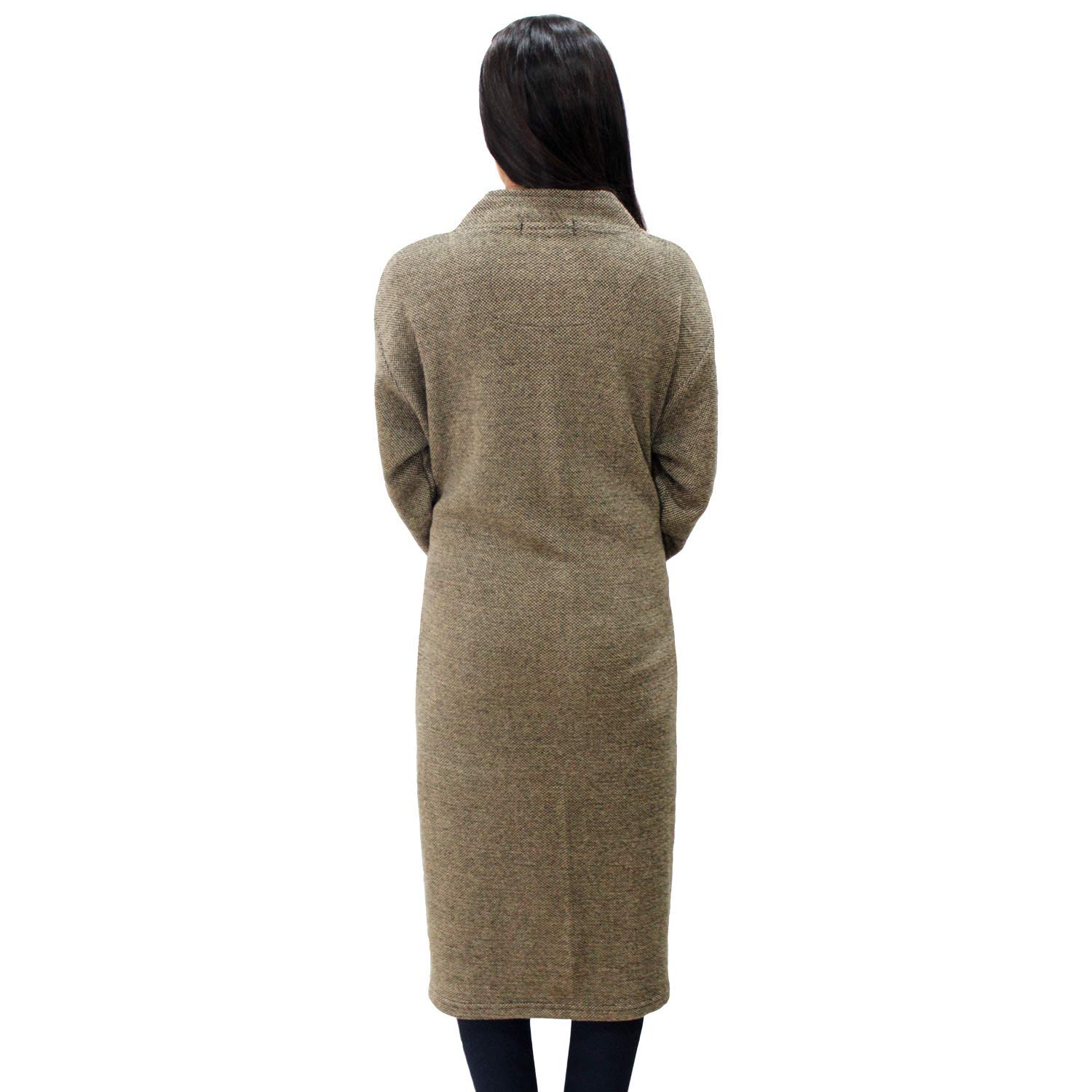 Matelco Women's Woollen Button A-Line Long Coat with Pockets (3XL, Brown) - Image 3 thumbnail