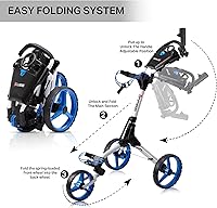 Vista 6 de CUBE CART Carrito de Golf de Empuje de 3 Ruedas – Carrito de Golf Plegable Ultracompacto de Dos Pasos, Marco Ligero de 14.5 libras, Mango Ajustable