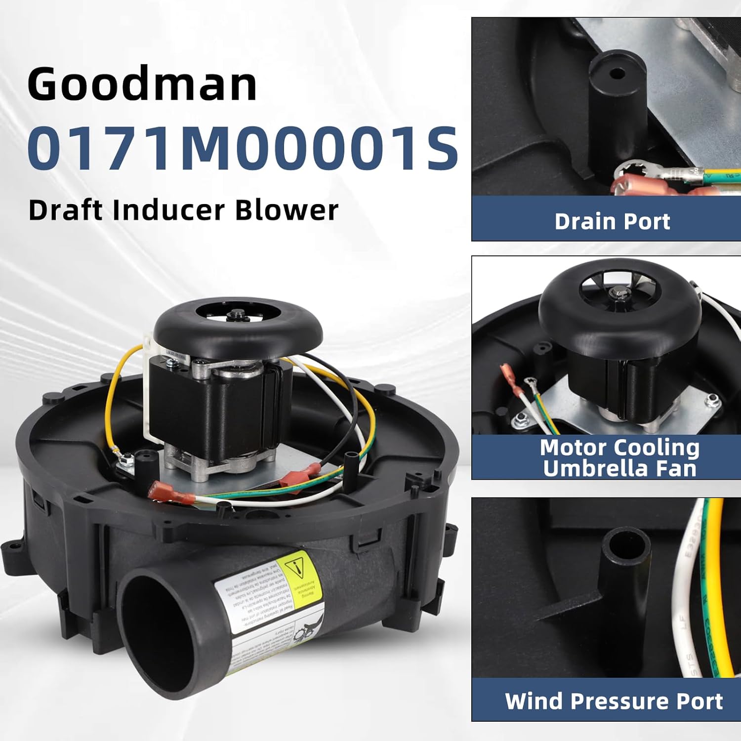 Criditpid FB-RFB501 Furnace Draft Inducer Motor Replacement for Goodman 0171M00001S 223075-01 119384-00, Rotom FB-RFB501, Jakel J238-150-15293 119384-00, Packard 66071, Fasco A077 Inducer Motor.
