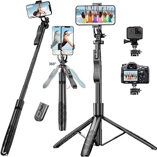 Eloies L16 Selfie Stick Phone Tripod with Remote 60" Extendable Tripod Stand for iPhone Android Camera 360° Rotation Overh Price In India