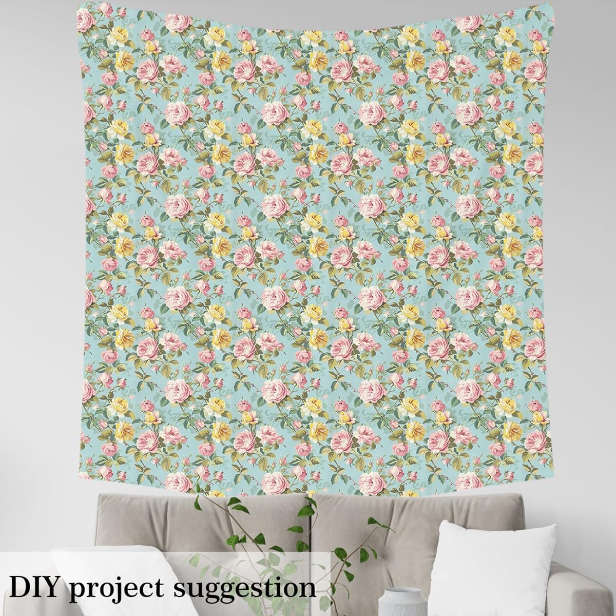 Homemissing The Yard - Tessuto floreale vintage per bambini, 460 x 150 cm, con rose botaniche, impermeabile, per tappezzeria a tema giardino primaverile