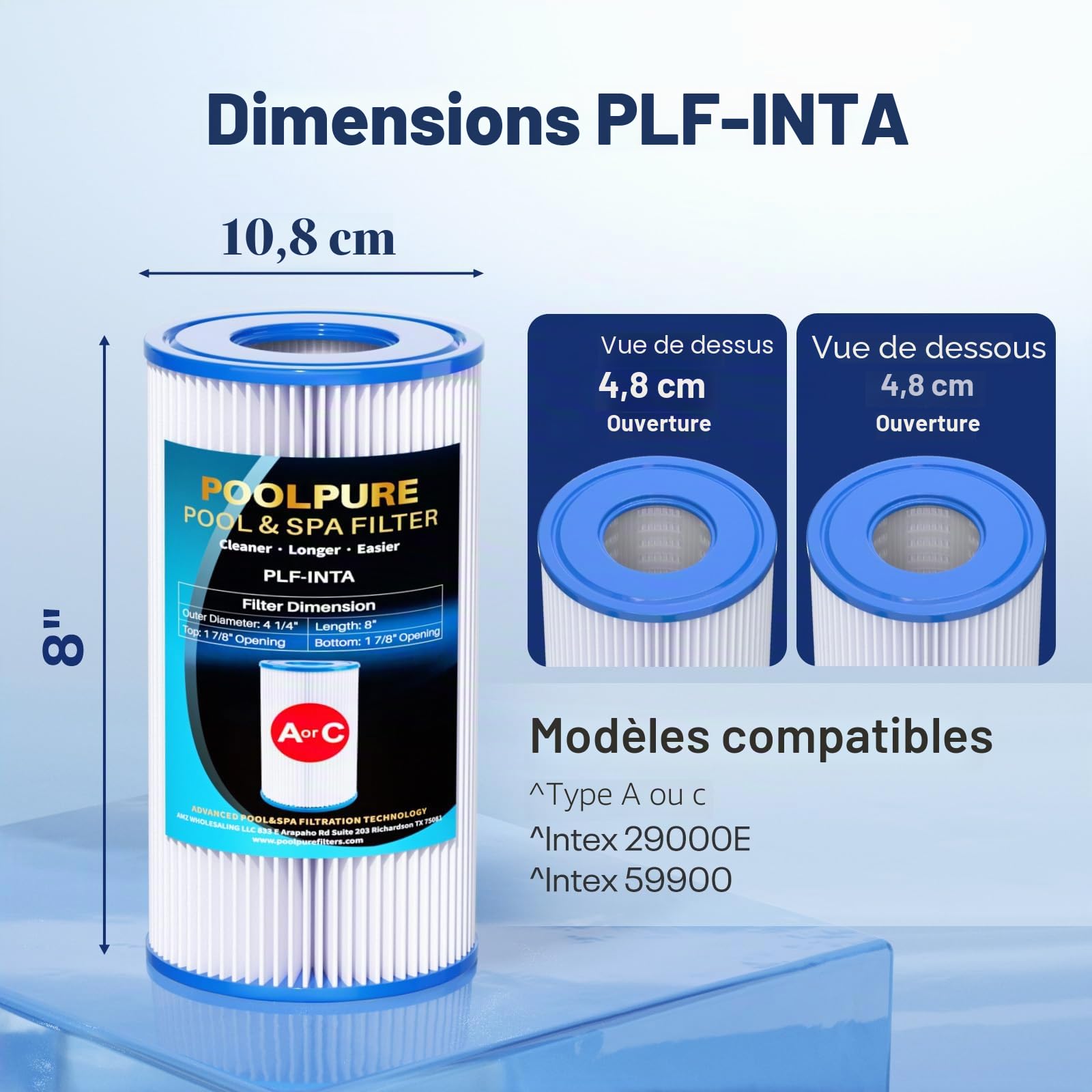 POOLPURE Filtre de Rechange pour Type A ou C, Compatible avec Intex 29000E/59900E, filtres de Piscine, évasions d'été ou Vagues d'été pour piscines Hors Sol, Lot de 6