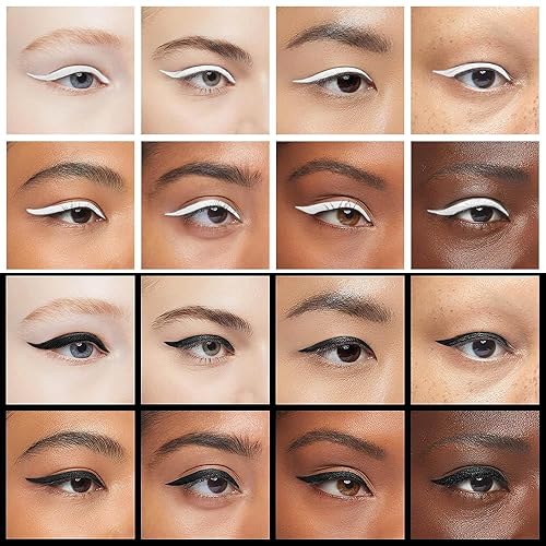 Miniatura 4 de Kaely Juego de 2 lápices delineadores de ojos de gel blanco y negro, impermeable, plantilla de ojos de gato, maquillaje de cara de gato, paleta de