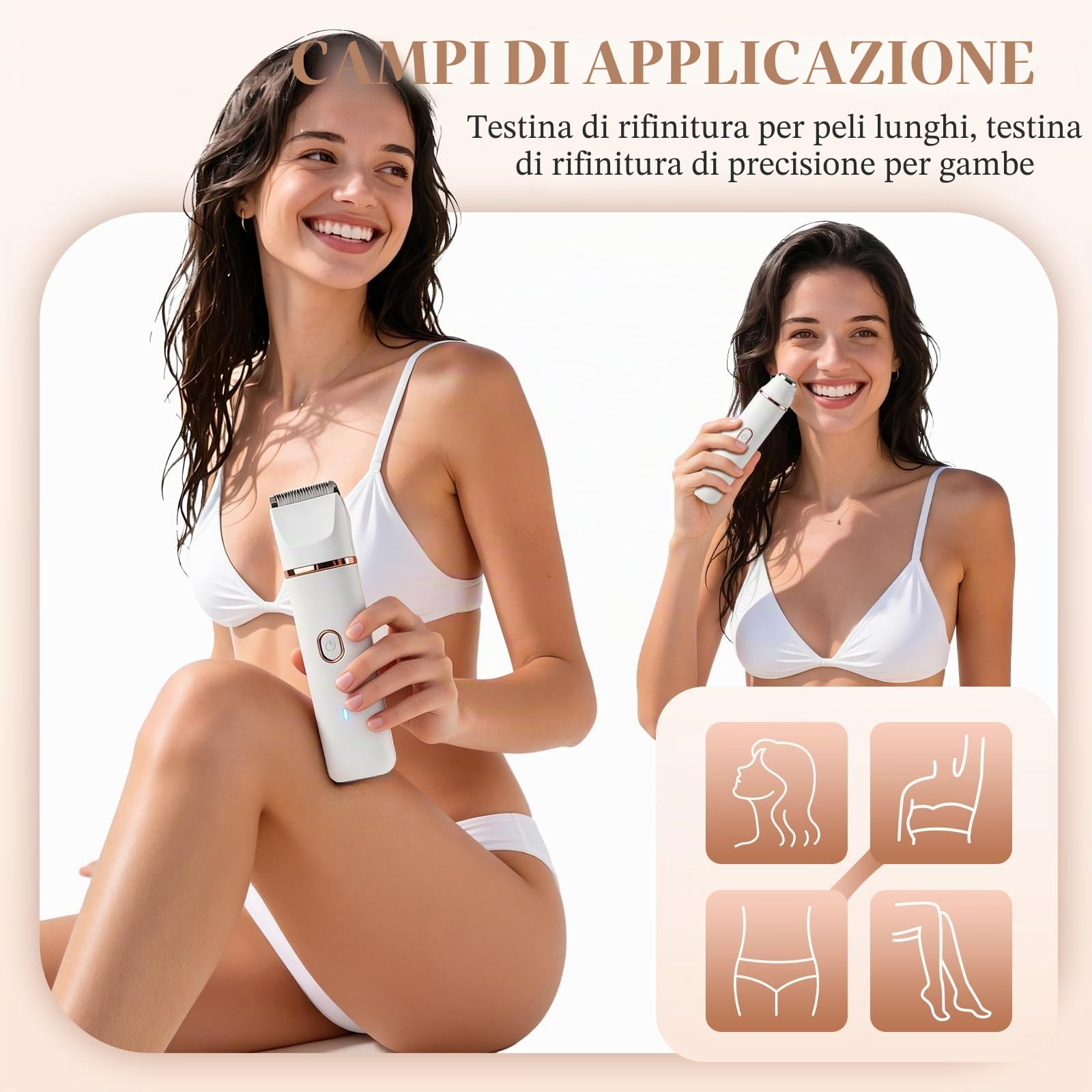 Rasoio da donna, 3 in 1, per donne, rimozione peli del viso, ricaricabile con stazione di ricarica USB, rasoio elettrico da donna, per gambe, braccia e viso, impermeabile IPX7