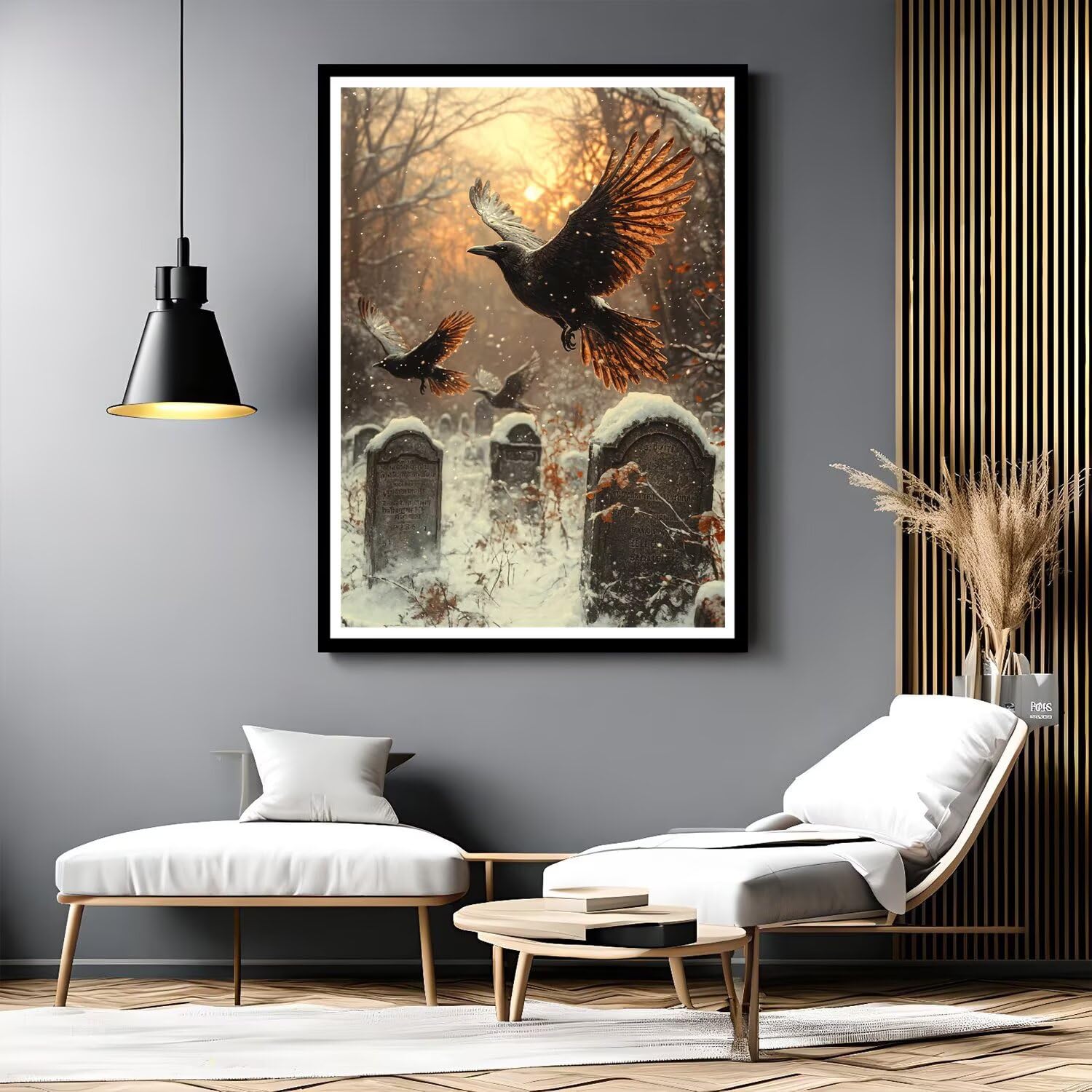 Malen Nach Zahlen Landschaft Malen Nach Zahlen Erwachsene Kinder Krähe Paint by Numbers DIY Handgemalt öLgemäLde Mit 3 Pinsel und Acrylfarbe für Deko Home Geburtstag Geschenk für Frauen 80x100cm A-93