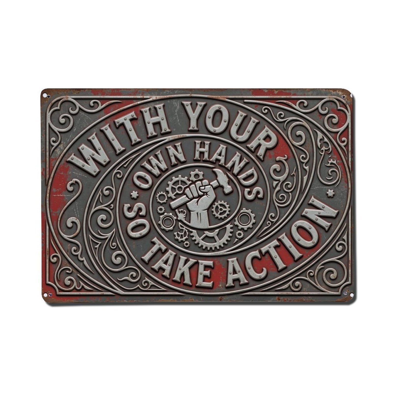 Take Action Today Lounge Retro Motivational Slogans 2 Metal Tin Sign Plaque Wall Decor for Cafe, Club Bar, Office, Home Garden Metal Poster 8x12Inch