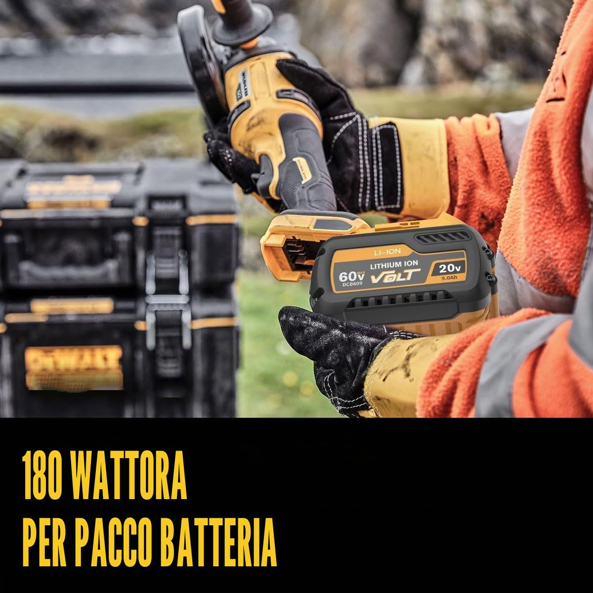 Batteria di ricambio Bonadget 20 V/60 V 9,0 Ah per Dewalt DCB609 DCB606 DCB612 DCB184 DCB546 DCB200 DCB201 DCB182 agli ioni di litio e caricabatterie, adatta per utensili elettrici Dewalt 20 V/60 V