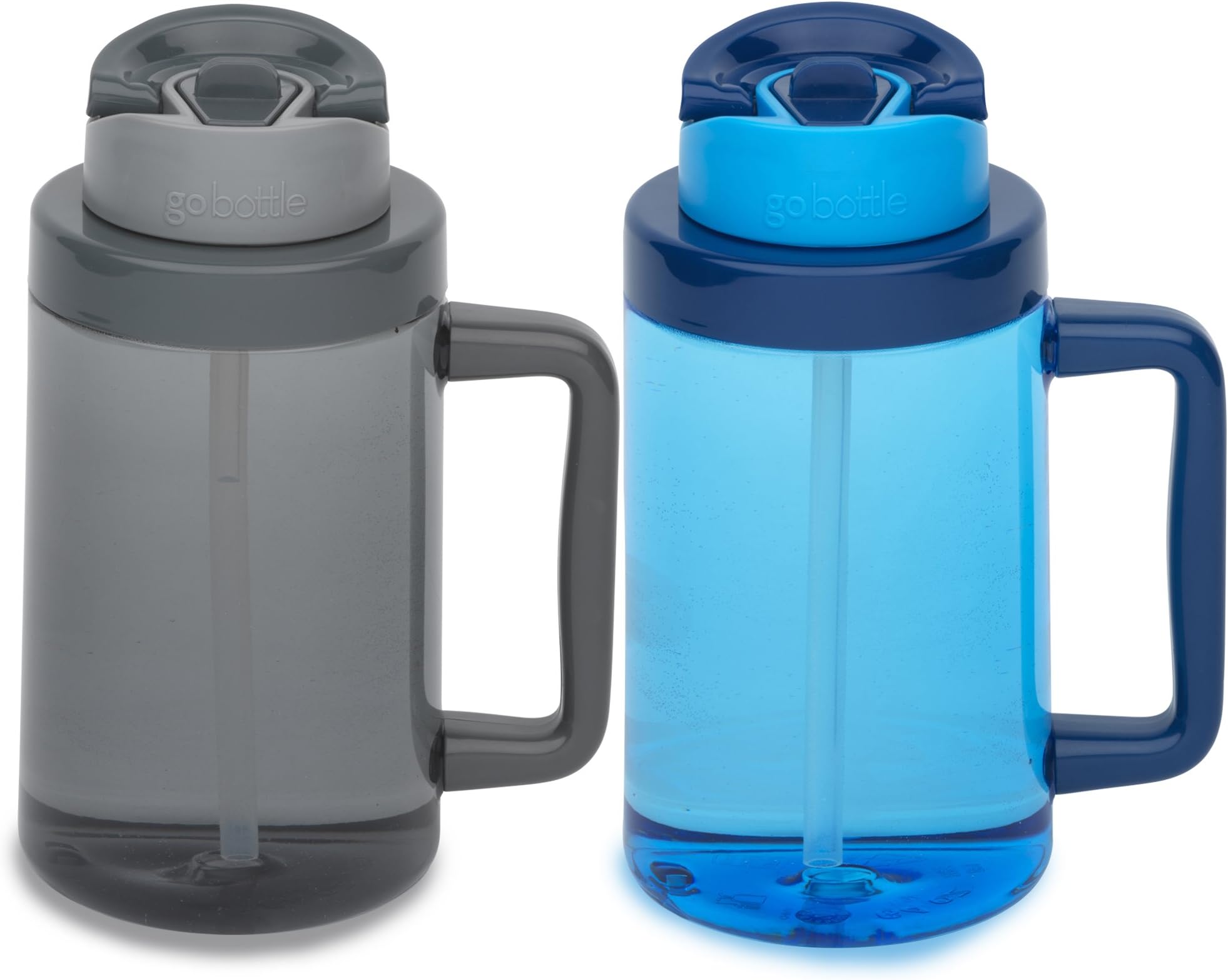 Half Gallon Quencher, Sip or Drink 2-in-1 Lid System, Leak Proof, Wide Mouth, BPA Free Water Bottle, 64oz, 2-Pack