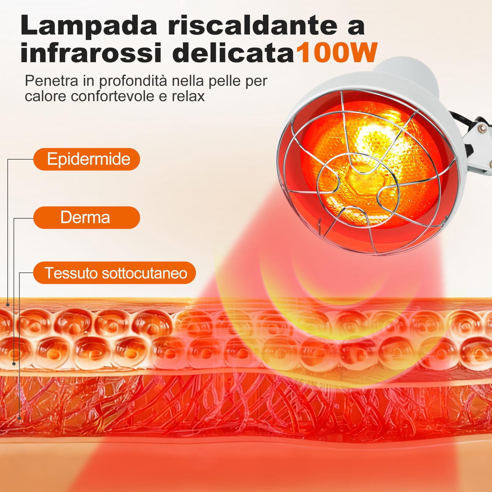 Cozion Lampada In-frarossi Riscaldante, 100W Lampada a In-frarossi Termica a Raggi In-frarossi Lampadas Luce Rossa per Uso Domestico